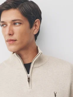 Avoine - Logo cerf - Pull N.Premium Coupe classique 100% Coton Premium à fermeture éclair