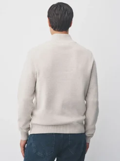 Avoine - Uni - Pull N.Premium Coupe classique 100% Coton Premium à fermeture éclair