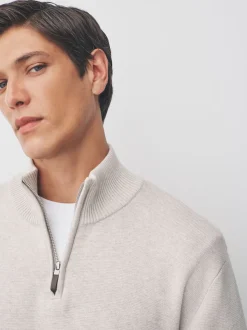 Avoine - Uni - Pull N.Premium Coupe classique 100% Coton Premium à fermeture éclair