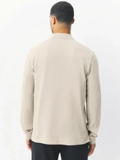 Avoine écru - Ajustement régulier - Polo à manches longues en piqué