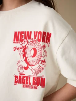 Bagel écru - T-shirt oversize imprimé graphique (3-16ans)