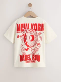 Bagel écru - T-shirt oversize imprimé graphique (3-16ans)