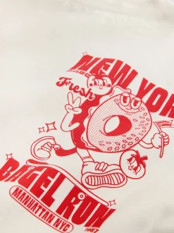 Bagel écru - T-shirt oversize imprimé graphique (3-16ans)
