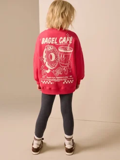 Bagel rouge/anthracite - Ensemble Sweat-shirt et Leggings (3-16ans)