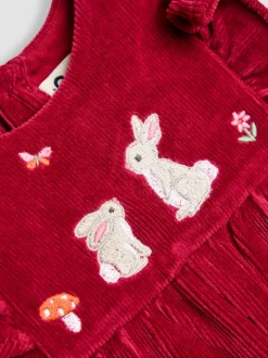 Baie motif lapin - Ensemble salopette et haut en velours appliqué JoJo Maman Bébé