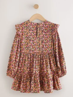 Baies roses ditsy - Robe à volants à manches longues (3-16ans)