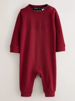 Baker by Ted Baker Barboteuse rouge/gris bordeaux et chapeau réversible