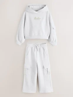 Baker by Ted Baker Ensemble 2 Pieces gris chiné Graphique Sweat-shirt à capuche & Joggings Cargos