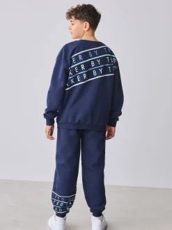 Baker by Ted Baker ensemble sweat-shirt graphique bleu marine oversize et joggings