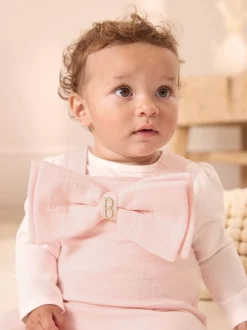 Baker by Ted Baker Ensemble salopette et t-shirt rose en jacquard à nœud