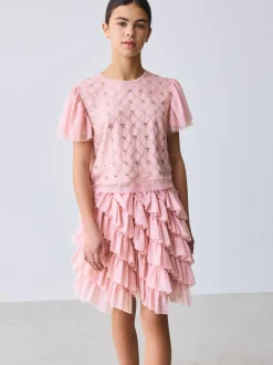 Baker by Ted Baker Rose 2 Pieces avec haut en maille à Sequins et jupe à volants