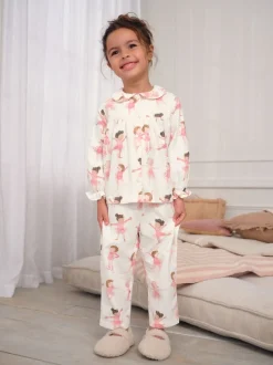 Ballerine écru/rose - Pyjama Bouton à travers tissé (9mths-10yrs)