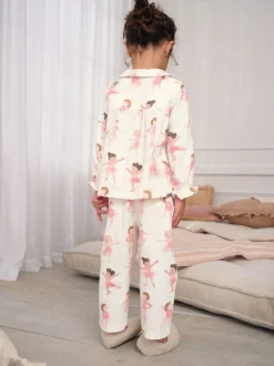 Ballerine écru/rose - Pyjama Bouton à travers tissé (9mths-10yrs)