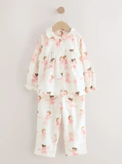 Ballerine écru/rose - Pyjama Bouton à travers tissé (9mths-10yrs)