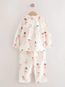 Ballerine écru/rose - Pyjama Bouton à travers tissé (9mths-10yrs)