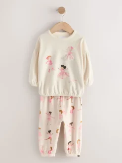 Ballerine écru/rose - Pyjama en laine polaire (9mths-10yrs)