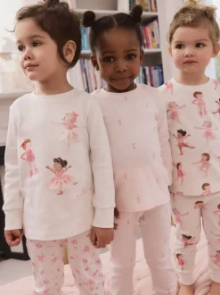 Ballerine rose/crème - Lot de 3 pyjamas Snuggle à manches longues (9mois-12ans)