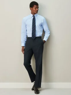 Bande blanche/bleue - Chemise habillée à manches longues riche en coton