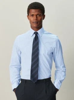 Bande blanche/bleue - Chemise habillée à manches longues riche en coton