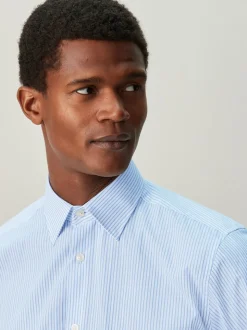 Bande blanche/bleue - Chemise habillée à manches longues riche en coton