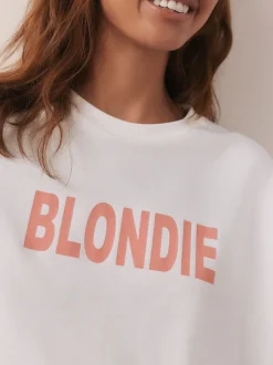 Bande blanche/bleue - Pyjama Blondie à manches courtes