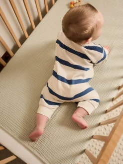 Bande bleue - Barboteuse en molleton bébé (0mois à3ans)