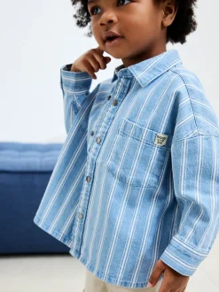Bande bleue - Chemise en Denim à Manches longues (3mois-7ans)