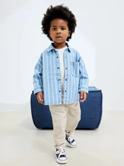 Bande bleue - Chemise en Denim à Manches longues (3mois-7ans)