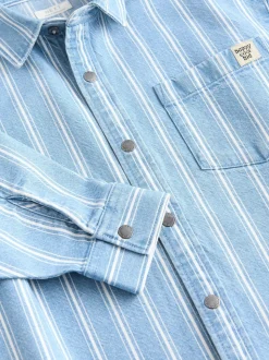 Bande bleue - Chemise en Denim à Manches longues (3mois-7ans)