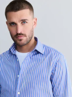 Bande bleue - Chemise Signature à manchette simple 100% coton