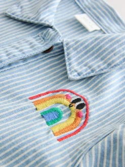 Bande bleue - Robe en coton à manches longues (3mois8ans)