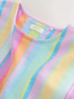 Bande d'arc-en-ciel - Manches courtes Jersey Robe (3-16yrs)