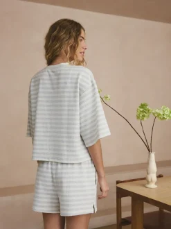 Bande grise - Pyjamas court texturé