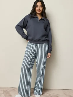Bande marine - Ensemble sweat-shirt à demi-zip et pyjama en flanelle
