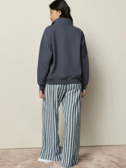 Bande marine - Ensemble sweat-shirt à demi-zip et pyjama en flanelle