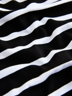 Bande noire/blanche - T-shirt manches longues Col rond épais