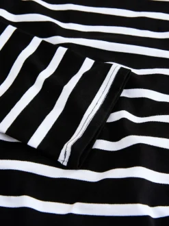 Bande noire/blanche - T-shirt manches longues Col rond épais