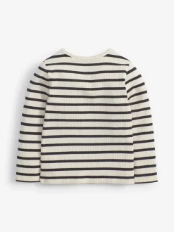 Bande noire/blanche - T-shirt à manches longues en coton riche (3mths-7yrs)