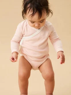 Bande rose - Body MORI à encolure enveloppe à manches longues