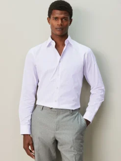 Bande rose - Chemise habillée à manches longues riche en coton