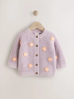 Bébé violet et abricot à fleurs - Cardigan brodé (0mths-2yrs)