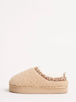 beige - Lipsy chaussons en imitation peau de mouton à imprimé léopard EVA