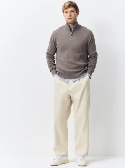 Beige Sable foncé/Vert sauge - Lot de 2 pulls N. Premium 100% coton Coupe classique Premium Quarter Zip