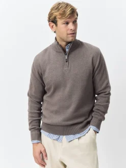 Beige Sable foncé/Vert sauge - Lot de 2 pulls N. Premium 100% coton Coupe classique Premium Quarter Zip