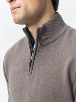 Beige Sable foncé/Vert sauge - Lot de 2 pulls N. Premium 100% coton Coupe classique Premium Quarter Zip