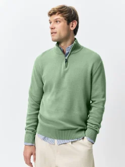 Beige Sable foncé/Vert sauge - Lot de 2 pulls N. Premium 100% coton Coupe classique Premium Quarter Zip