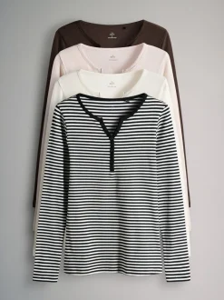 Berry/rayure/rose/blanc - The Set 4 Pack Ribbed Henleys Manches longues T-shirt