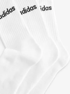 Blanc - Adidas Linear Crew Cushioned Socks 3 Pack