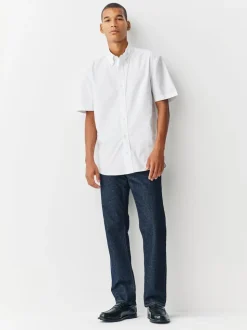 Blanc - Ajustement régulier - Chemise Oxford à manches courtes