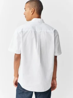 Blanc - Ajustement régulier - Chemise Oxford à manches courtes